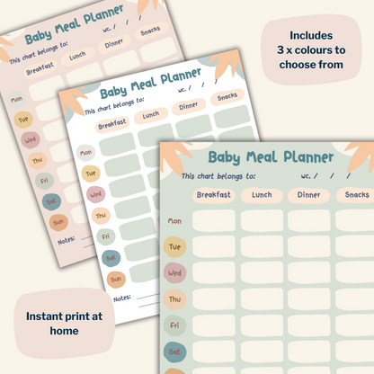 Printable Baby First Foods Checklist Charts