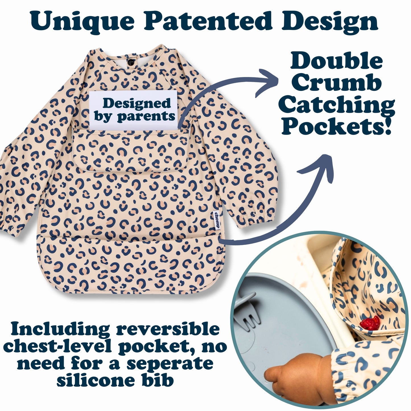The EveryKid Coverall Baby Bib- Free Gift Cutlery Set & Carry Case Included