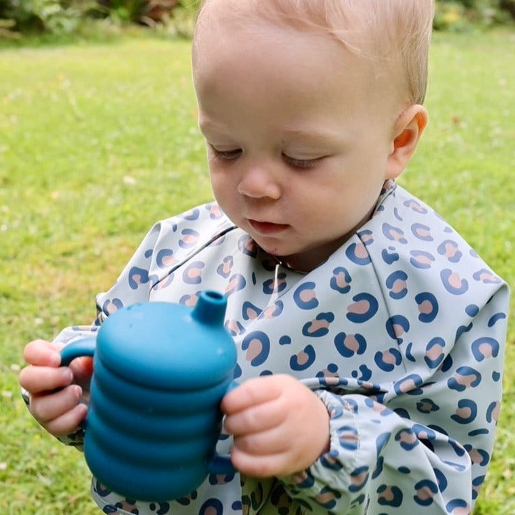 3-in-1 Silicone Toddler Sippy Cup w/ Straw & Lid in Sage | Bumkins