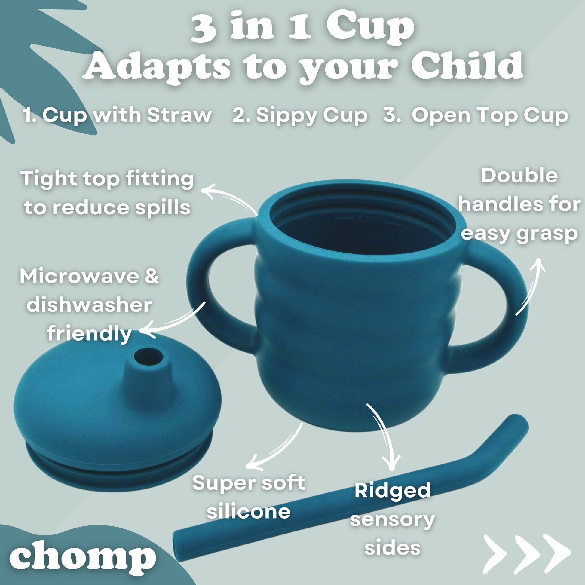 Chomp Baby Sippy Cup I All-in-1 Baby Toddler Drinking Cup I