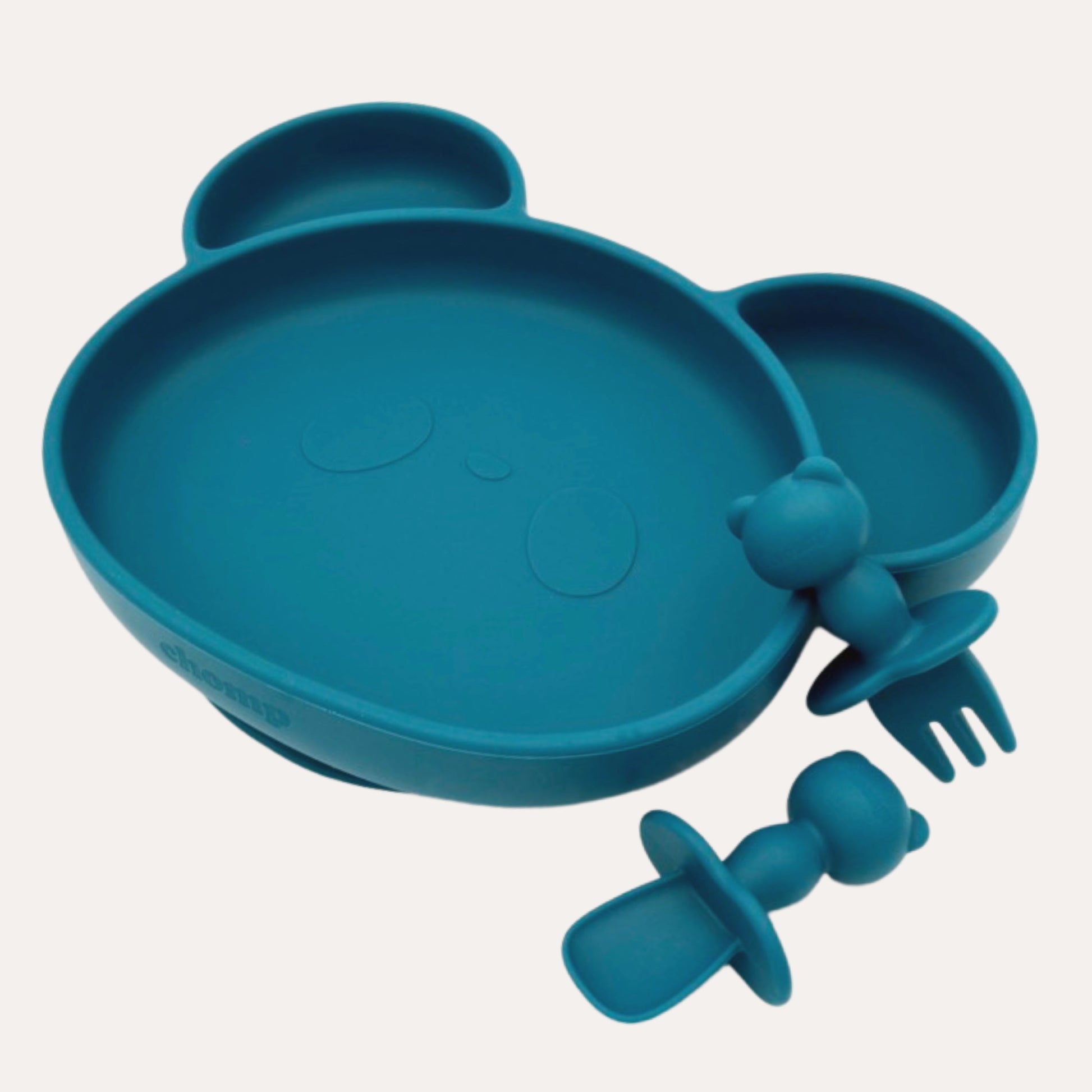 panda baby suction plate & cutlery set blueberry
